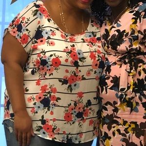 Floral chiffon blouse.